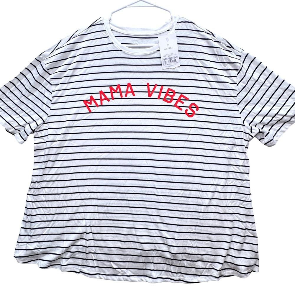 Maternity Ingrid & Isabel T-Shirt Women XL Striped Mama Vibes Graphic NEW